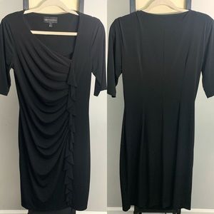 Connected Apparel Ruched Black Dress